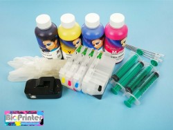 Pack Tinta Sublimación, Cartuchos Recargables y Reseteador de chip para Brother LC3217 LC3219