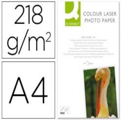 PAPEL FOTO GLOSSY A4 PARA IMPRESION LASER PAQUETE 100 HOJAS DE 218g. Q-CONNECT