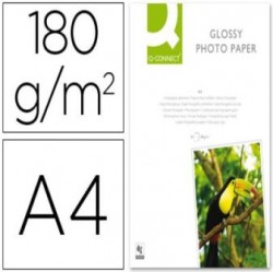 PAPEL FOTO GLOSSY Q-CONNECT A4 DE 180g PAQUETE 20 HOJAS